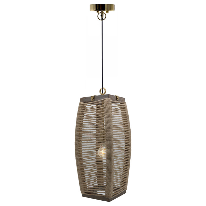 20"H Bencomo Cylinder 1-Light Rope Pendant