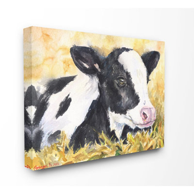 " Cute Baby Cow Animal Watercolor Painting "
