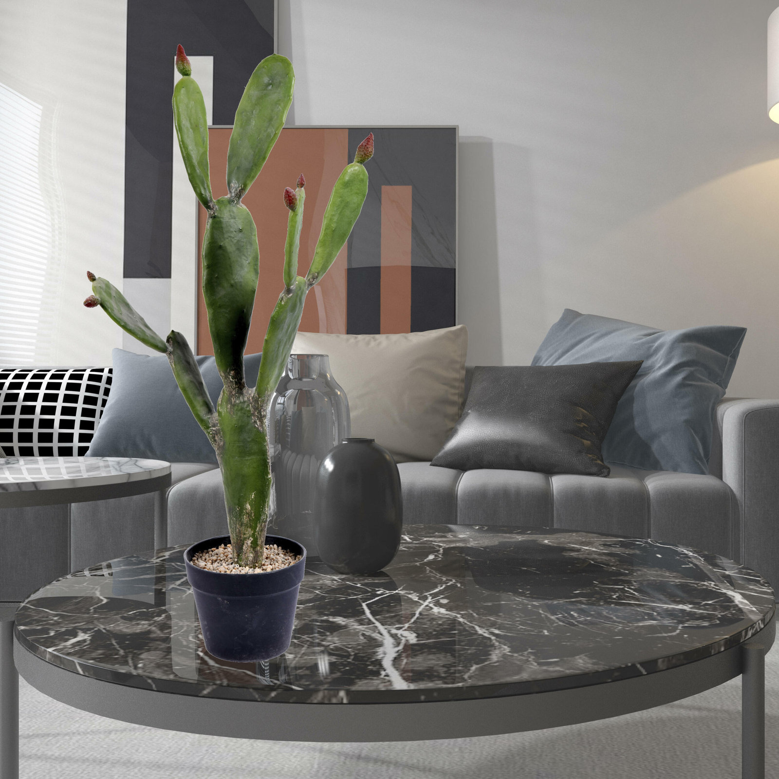 Cactus Plant in Pot, 34" H x 6" W x 12" D