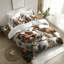 Literie Orylavena Père Noël et village enneigé en microfibre avec 2 taies d'oreiller, 1 place (garnitures non comprises)-135412130-135851393