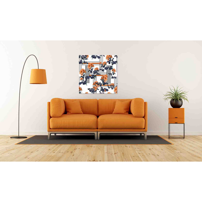 Flowers And Lines Fashion by Andrew Lee - Wrapped Canvas Print, 46cm H x 46cm W x 4cm D