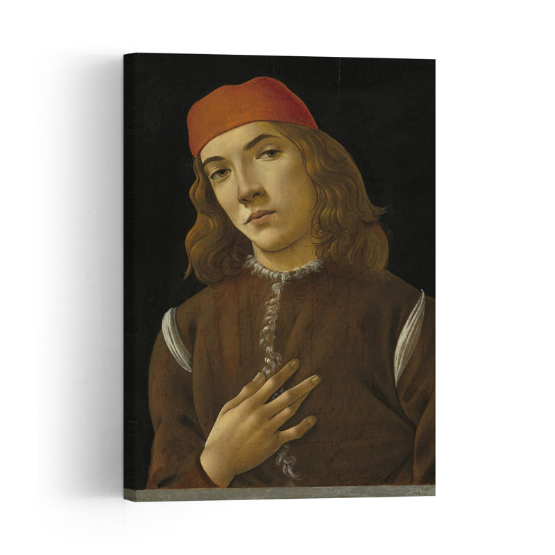 Portrait d'un jeune homme, vers 1482-1485. Estampe d'art mural contemporain abstraite., H 48 po x l 32 po