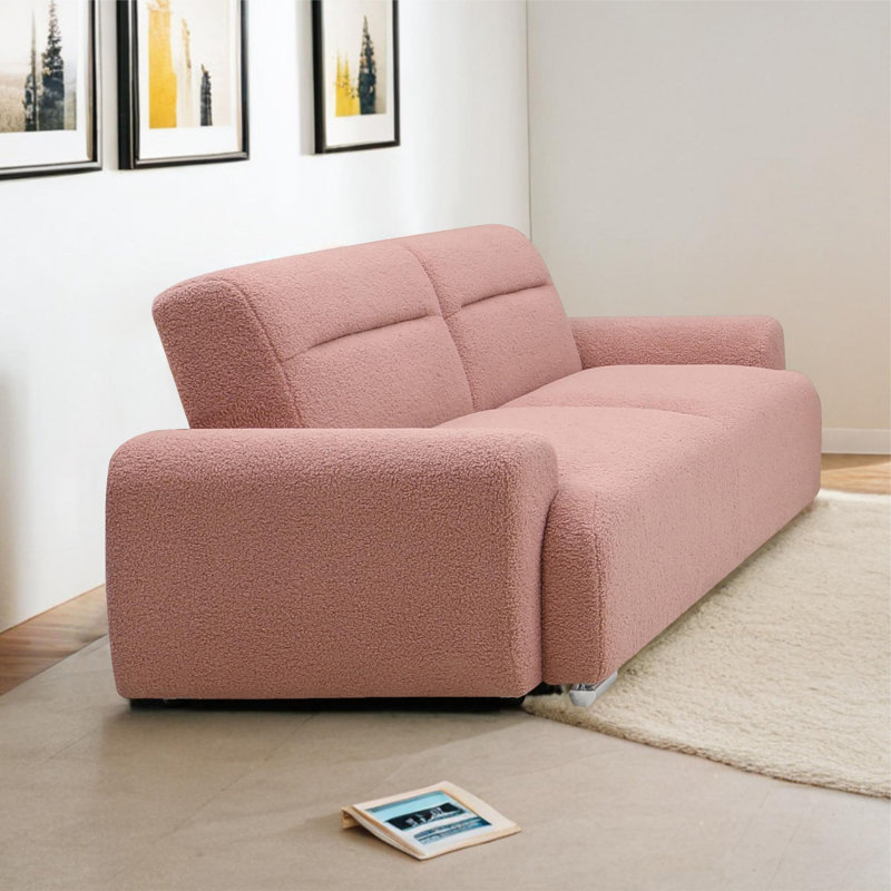 88 In. Pink Upholstered Convertible Sleeper Sofa