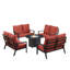 Ensemble de table de foyer en aluminium noir avec quatre causeuses profondes-966339441