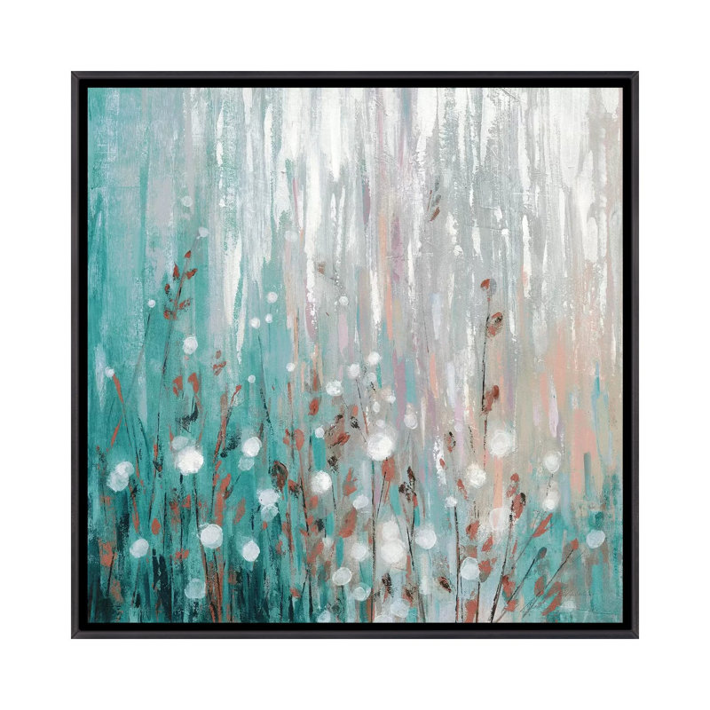 «August Branches Green» par Silvia Vassileva - reproduction, Toile avec cadre noir patiné, H 37 po x l 37 po x P 1,5 po