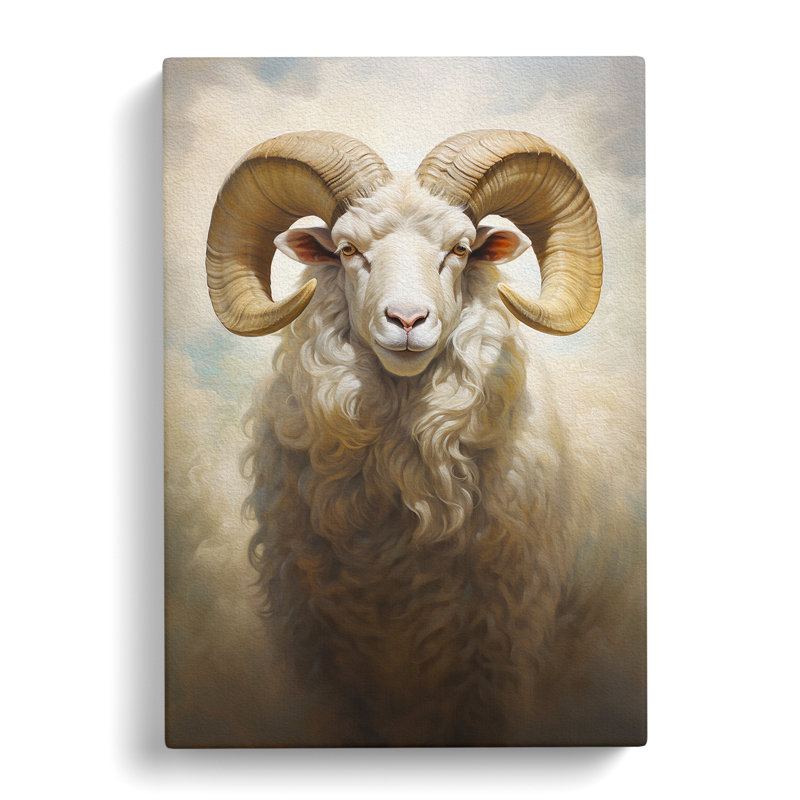 Ram Sheep Classicism No.2 - Wrapped Canvas, 50cm H x 35cm W x 3cm D