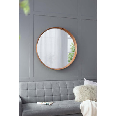 Miroir rond en bois, miroir mural pour la salle de bain