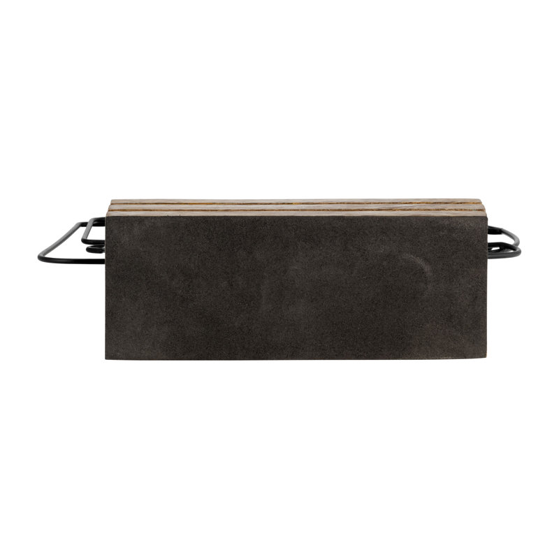 Metal Abstract Faces Table Deco, Black and Brown, Unique Sculpture Crafted with Iron and Wood