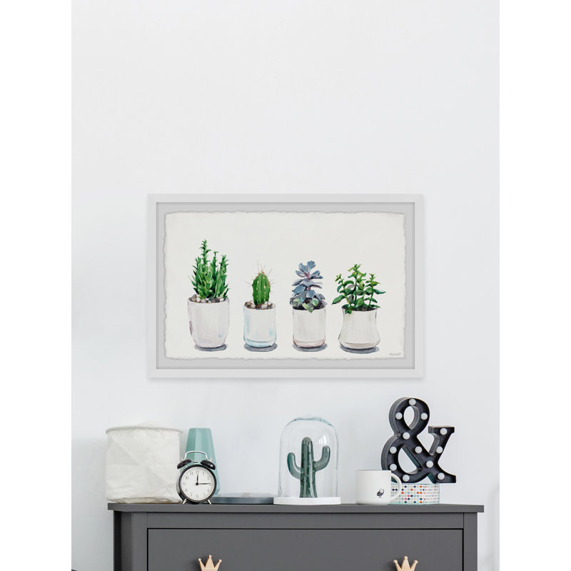 White Planters - Single Picture Frame Painting, 41 cm H  x 61 cm W