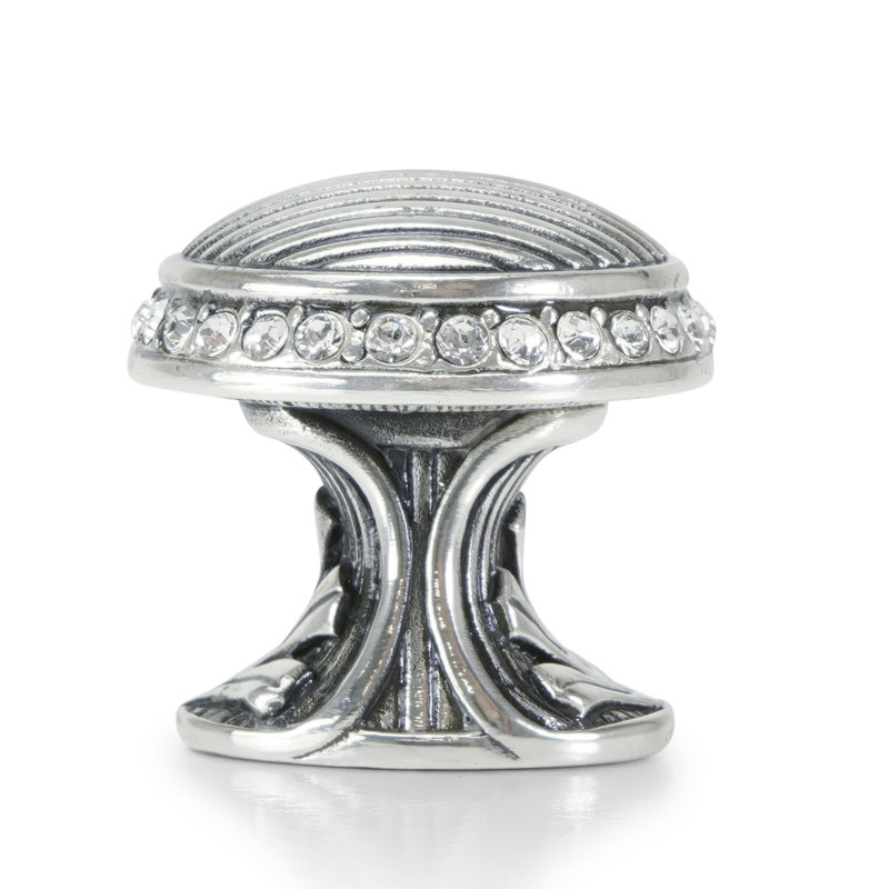 CAMBRIDGE ROUND KNOB; CLEAR, Burnish Silver, 1 1/8"