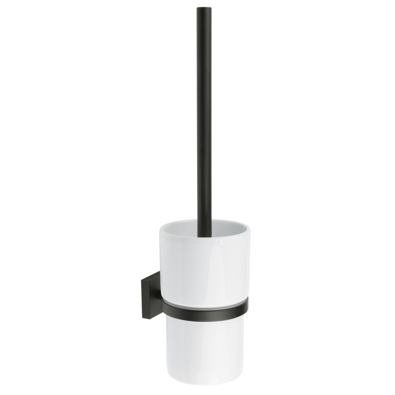 Orren Ellis Witherspoon Toilet Brush And Holder, Matte Black