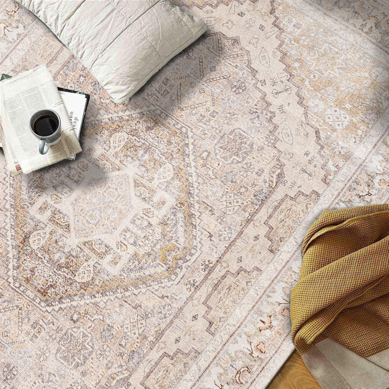Tapis beige à motif antidérapant Valora, Rectangle 10 pi x 14 pi