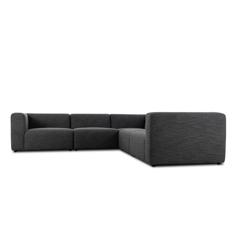 Canapé modulaire 5 pièces Ronny, Mélange de polyester gris anthracite Saxon