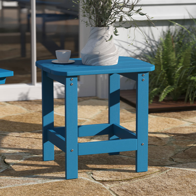 All-Weather Poly Resin Wood Adirondack Side Table, Blue