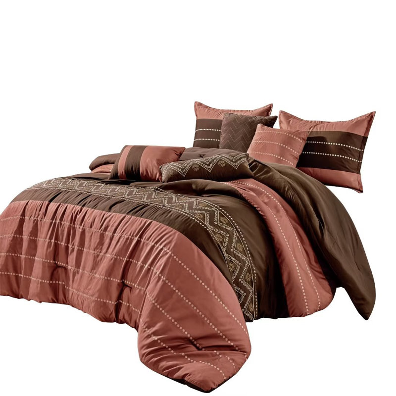 Esdey Polyester Geometric Shapes Comforter, King Comforter + 6 Additional Pieces