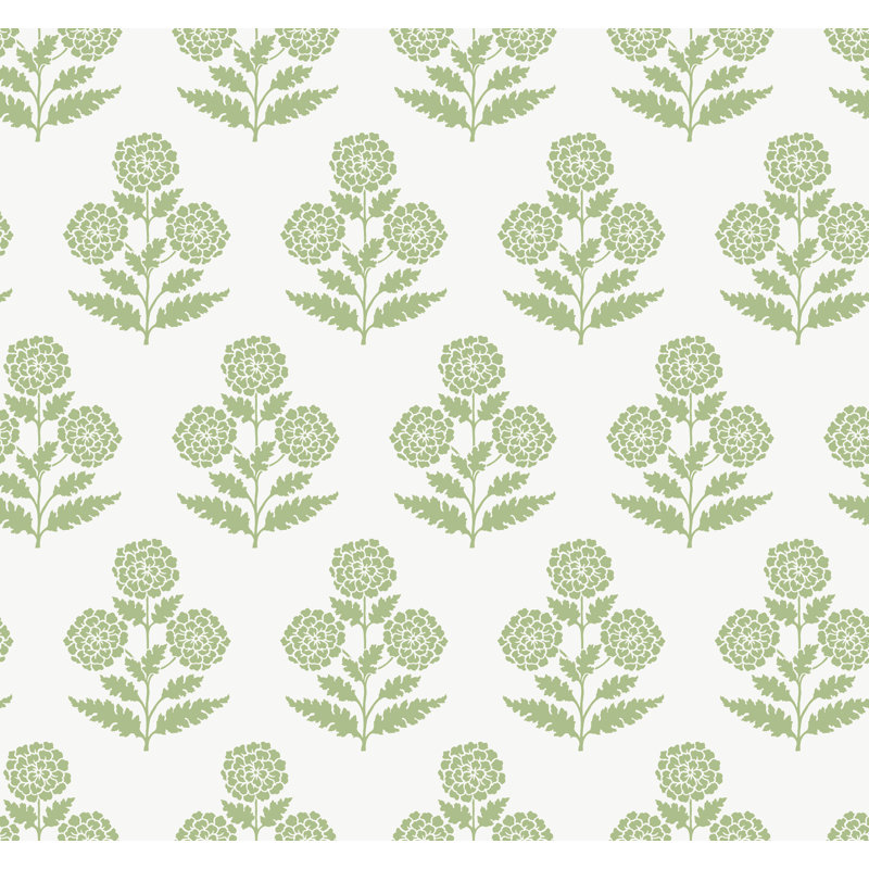 Souci Green Marigolds Wallpaper