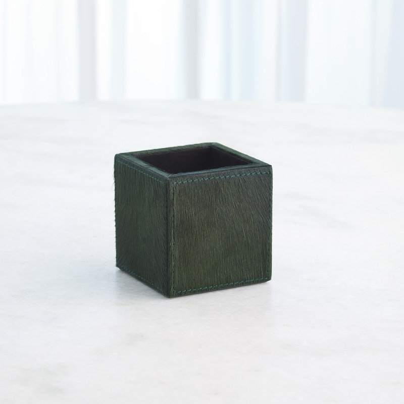 Posh Pencil Cup-Parchment Suede, Green