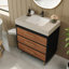 Meuble-lavabo simple 30 po avec lavabo en céramique et plateau en pierre frittée-742747964-742747965
