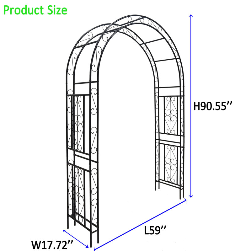 59 po x 17,96 po x 93,03 po arche en métal pour les jardins, noir