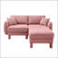 Canapé modulaire en tissu 2 places avec accoudoirs en forme de coquille et repose-pieds cylindrique amovible en tissu Boucle-2005909477