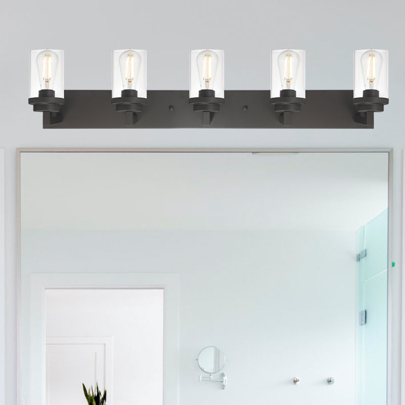 Luminaire de salle de bain à 5 lumières à intensité variable en bronze huilé à intensité variable
