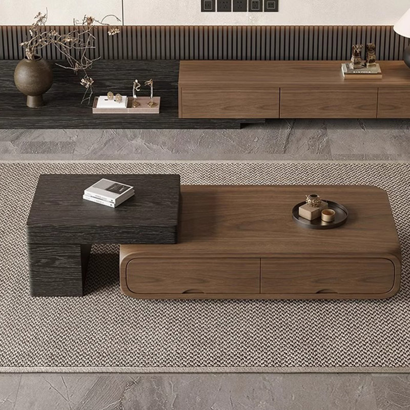 Table à thé moderne simple en bois massif, H 27,5 po x L 43,3 po x l 19,6 po