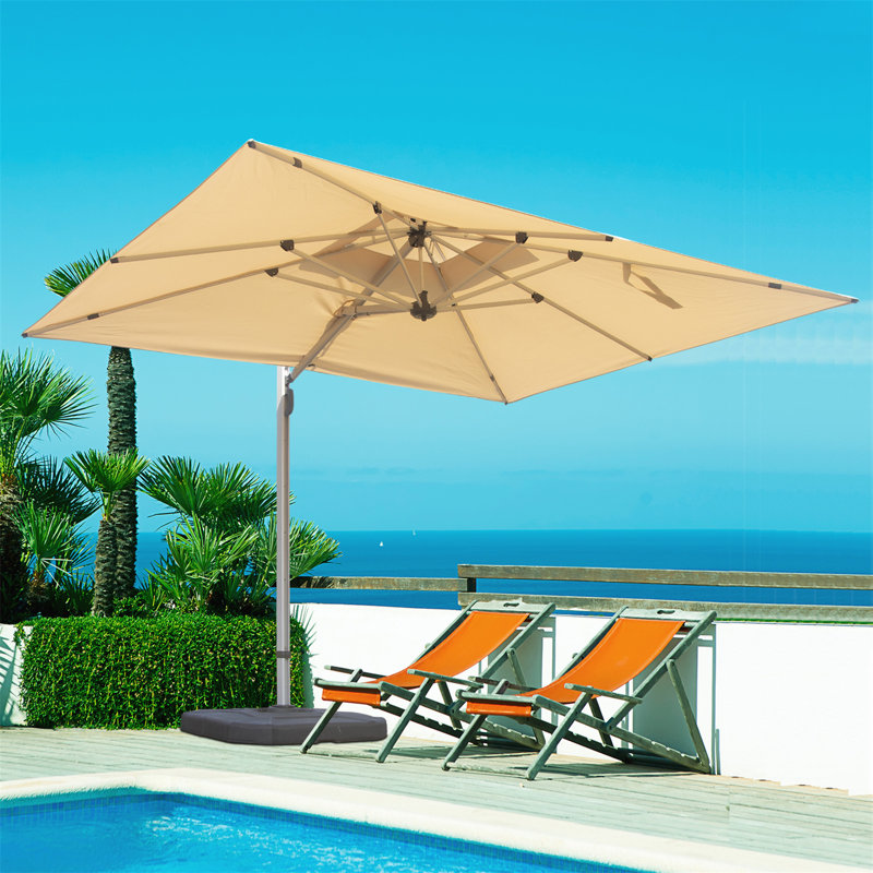 Parasol en porte-à-faux rectangulaire 9 pi x 11 pi avec mât central (base non incluse), Beige