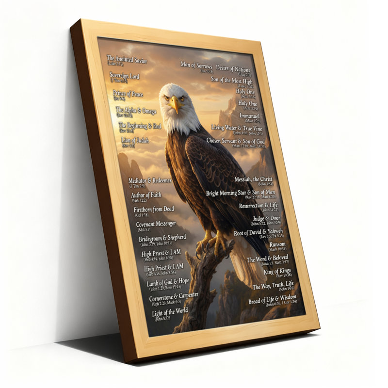 Aigle, écriture religieuse sur toile tendue, impression de citations inspirantes, H 12 po x l 18 po