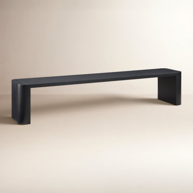 Channing 62"-82" Solid Wood Bench, Black, 17" H x 82" W x 16" D