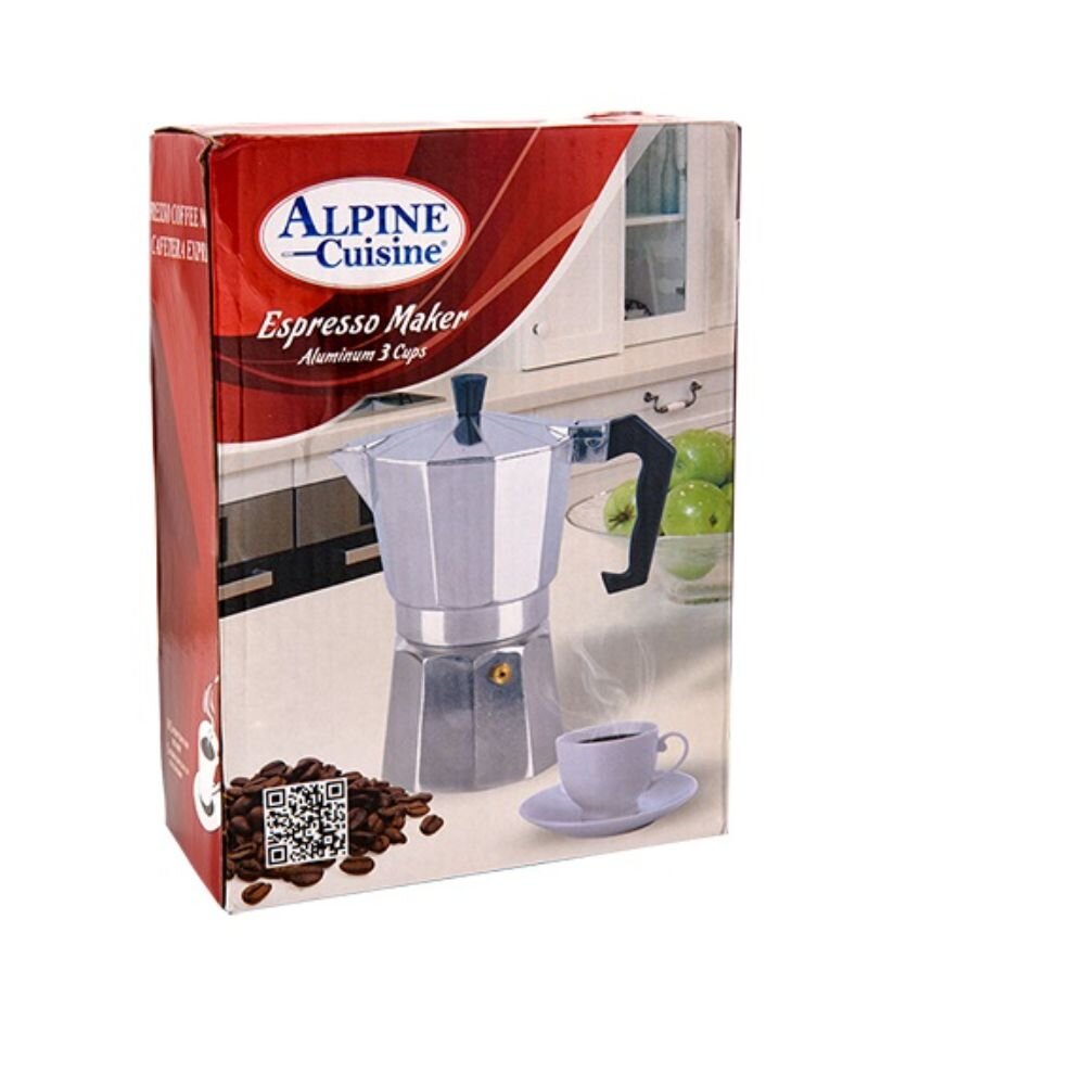 Alpine Cuisine Stovetop Espresso Maker 3 Cup, Moka Pot for Classic Ita