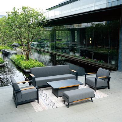 Lois 7 - Person Patio Conversation Set with Cushions