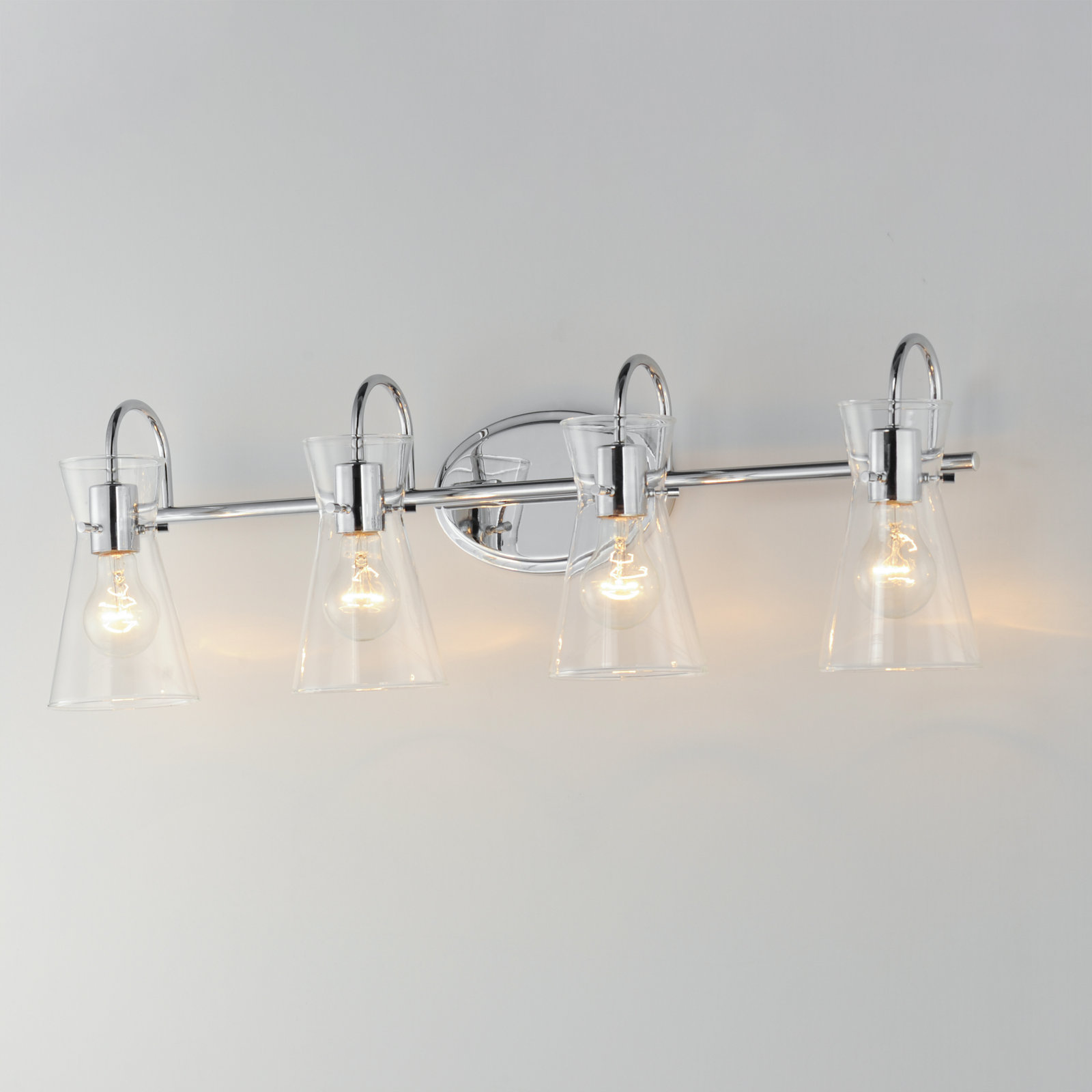 4 Light Transparent Dimmable Vanity Light, Polished Chrome