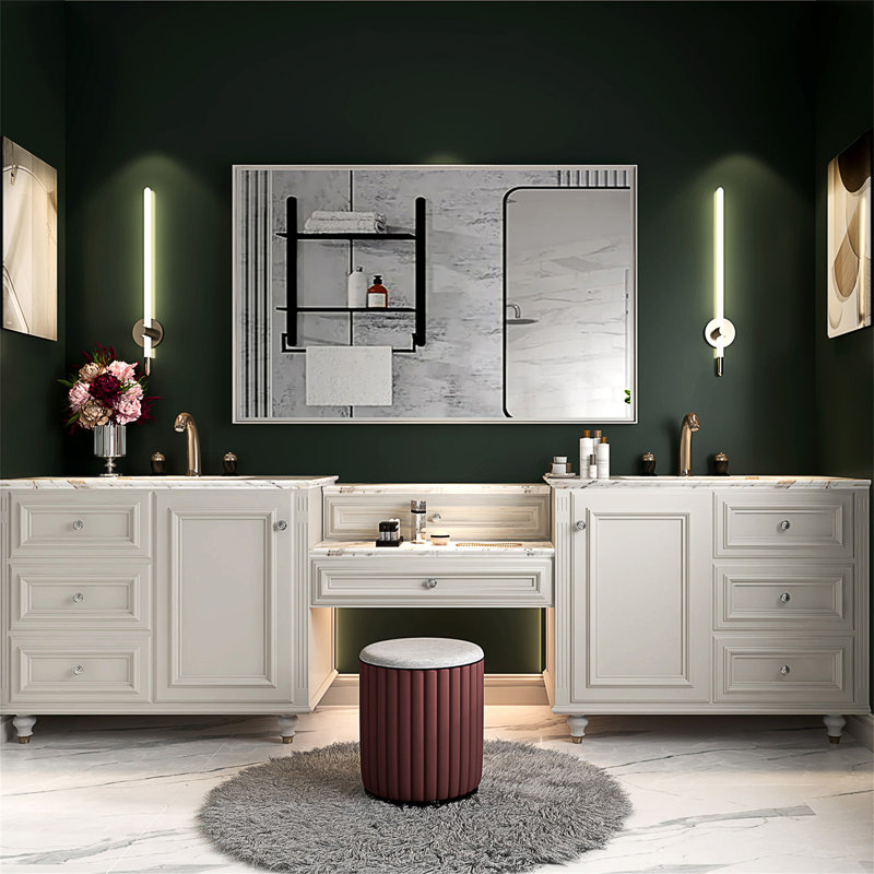 Miroir de salle de bain 40x30inch, Blanc