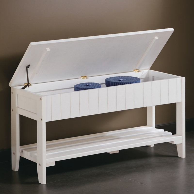 36" Shoe Storage Bench, Entryway Storage with Storage, White