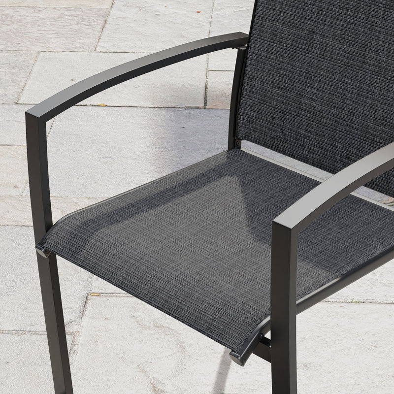 Ensemble repas pour 8 personnes avec chaises empilables, Noir