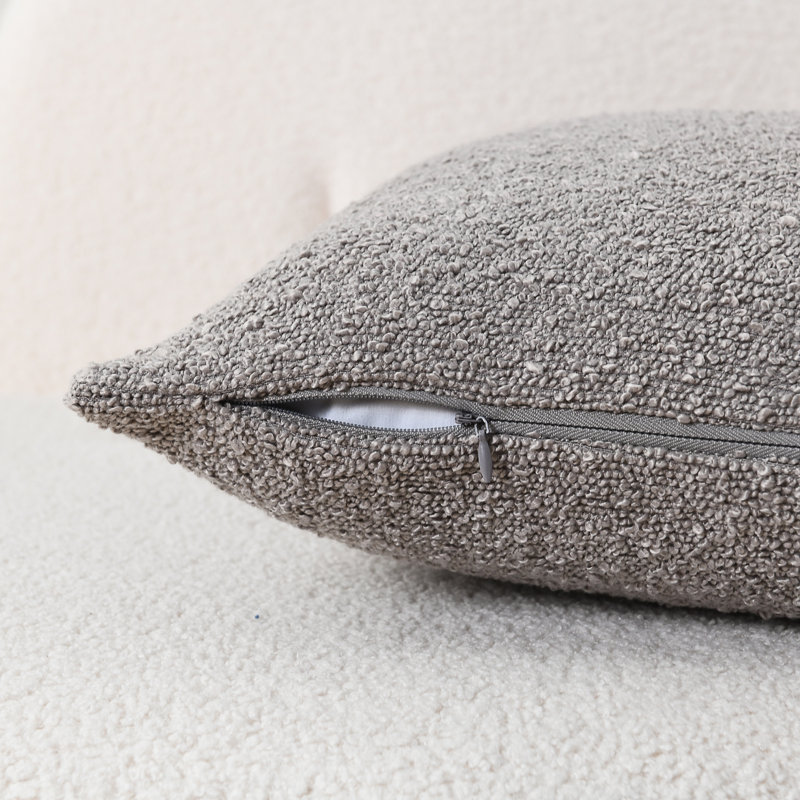 Textured Pillow Covers Textured Boucle Pillow Covers, Light Gray, Square 22"