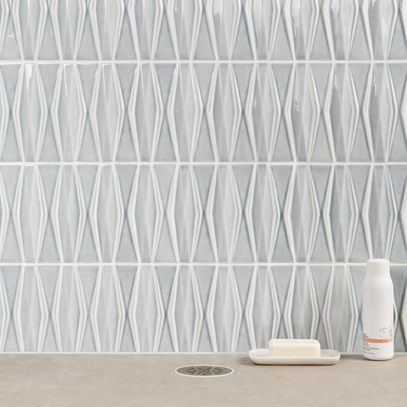 Nabi Harlequin 2X8 Crackled Glossy Glass Mosaic Tile, Arctic Blue