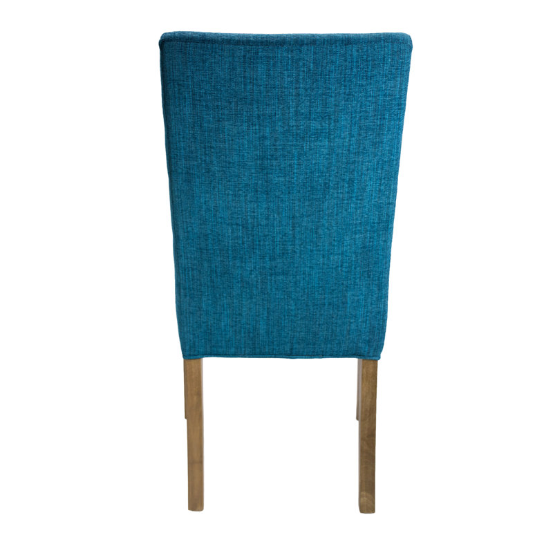 19'' H Upholstered Dining Chair, Blue, Walnut