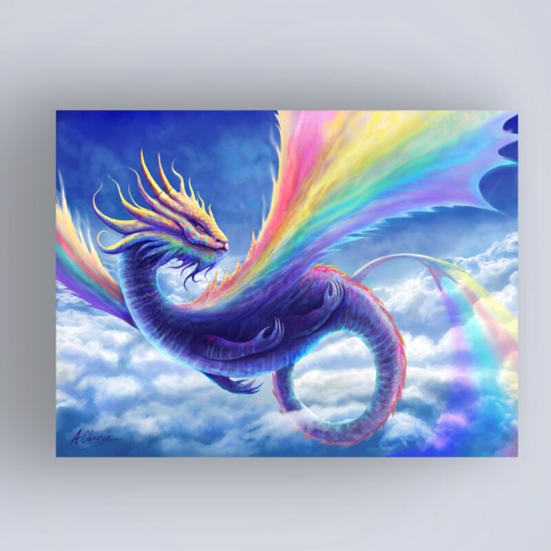 Rainbow Dragon On Canvas by Anthony Christou Graphic Art