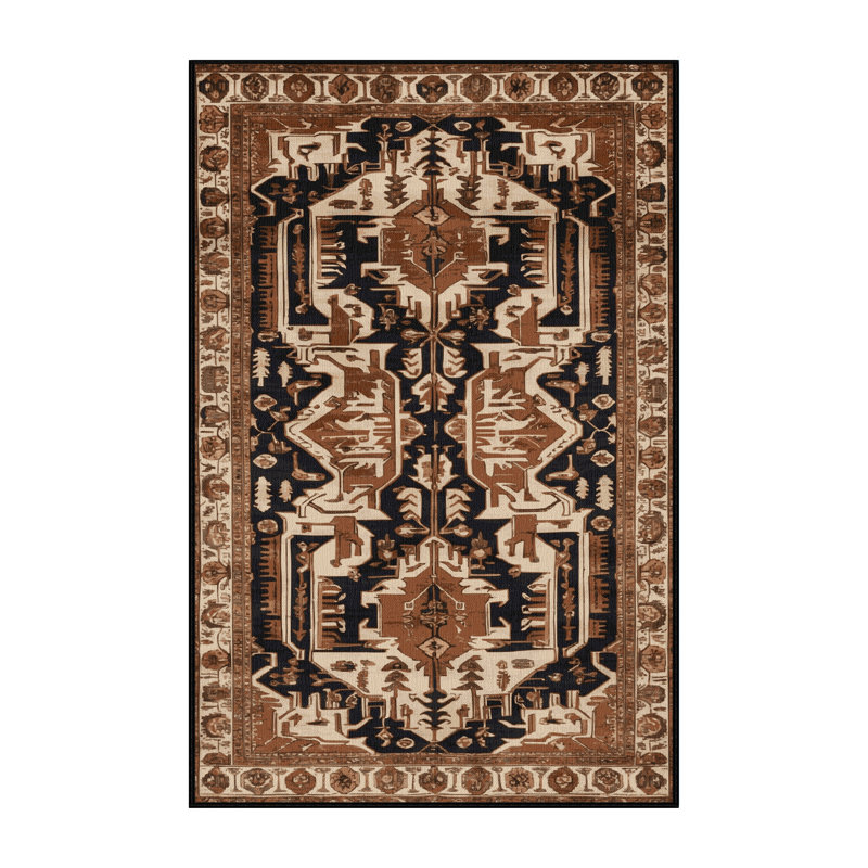 Tapis brun lavable à la machine, Rectangle de 5 pi x 8 pi