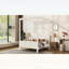 Grand lit plateforme à baldaquin avec tête et pied de lit en velours côtelé, mobilier de chambre élégant et confortable-741871464