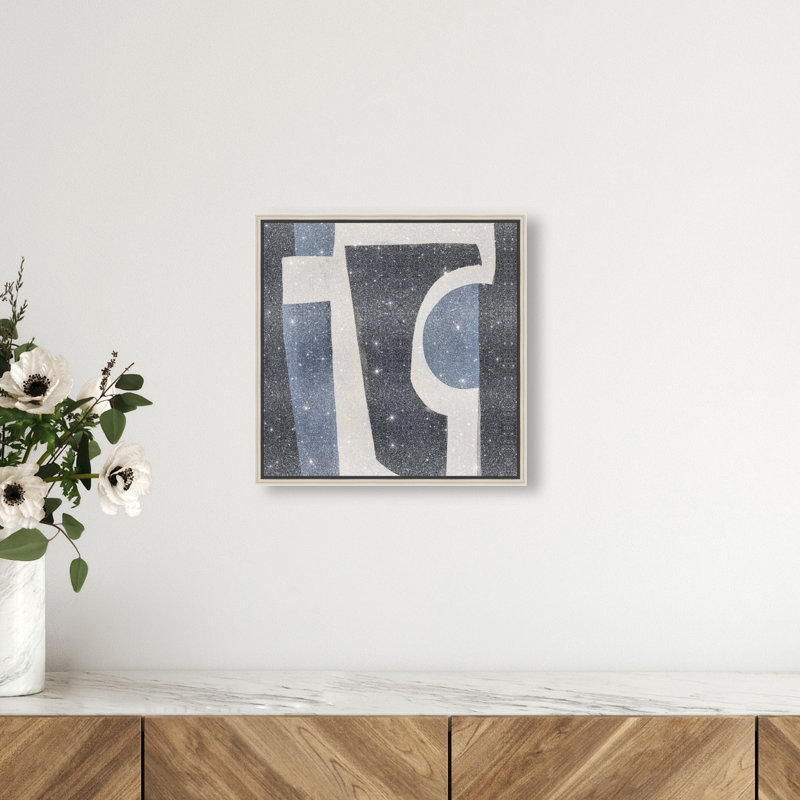 Midnight Contours I Canvas Abstract Print by Oliver Gal, Black Frame, 12 x 12, 13"H x 13"W, Silver Frame