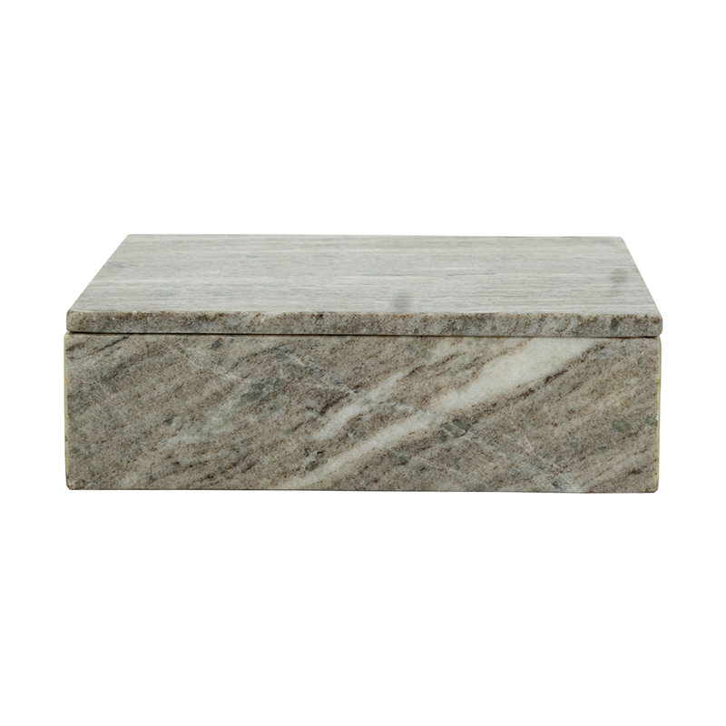  Boîte de rangement décorative en marbre gris avec couvercle amovible, H 3,1 po x l 9,8 po x P 9,8 po