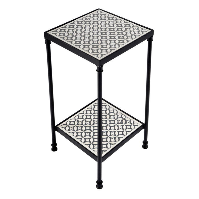 Krystallia Tray Top End Table, Gray Bone Inlay