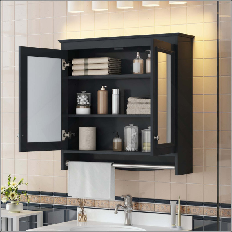 Armoire de toilette 3 en 1, armoire à pharmacie murale avec tablettes réglables et portes à fermeture en douceur, miroir haute définition avec rangement pour meuble-lavabo de salle de bain