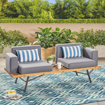 Ozana 73.25'' Wide Iron Patio Sofa with Cushions