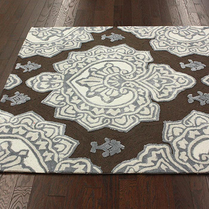 Tapis de zone de cacao touffeté à la main hillcrest Giovante, Rectangle 5 pi x 8 pi
