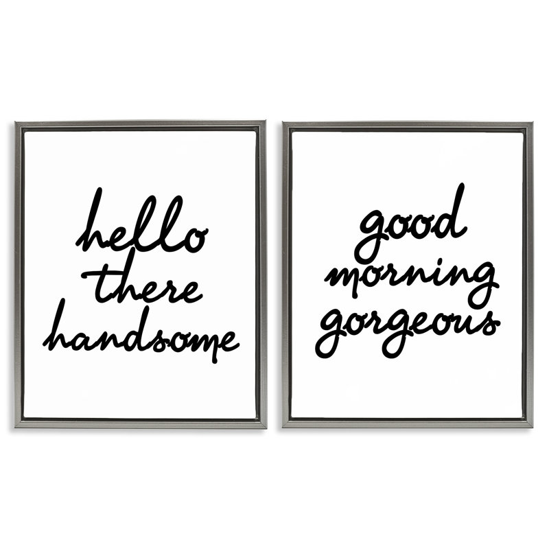 Cadre flottant 2 pièces Handsome & Gorgeous Greetings par House of Lulu, Cadre flottant gris lustré, H 21 po x l 17 po