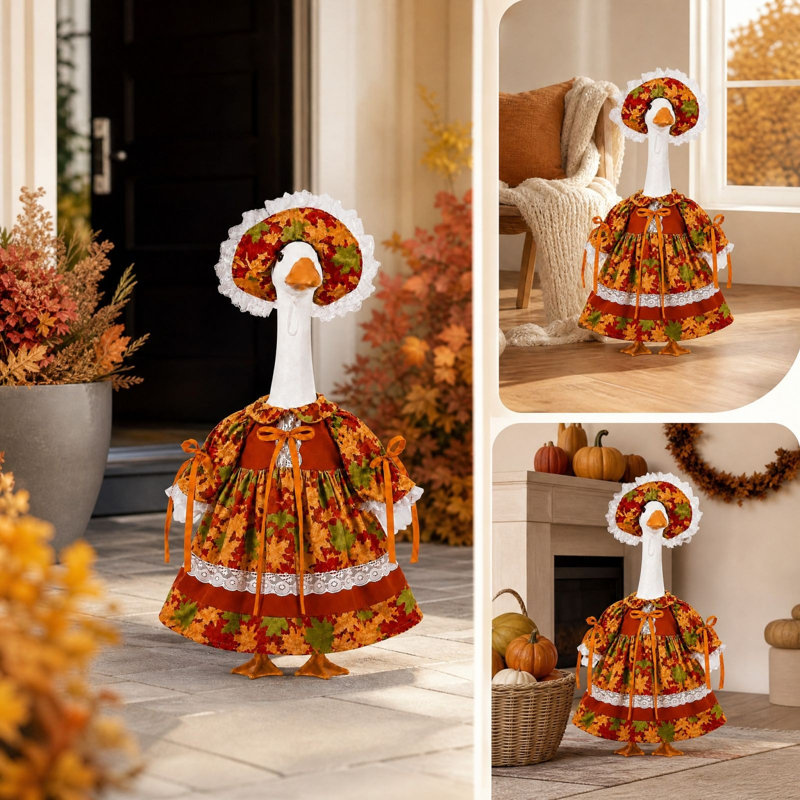 Chapeau de sorcière en polyester. La robe-chapeau à jupe et dentelle à motif feuille d'érable convient aux oies de 58 cm (23 pouces).