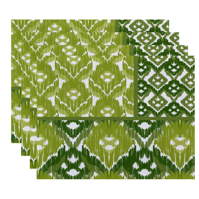 Feltner Polyester Geometric Rectangle Placemat, Green